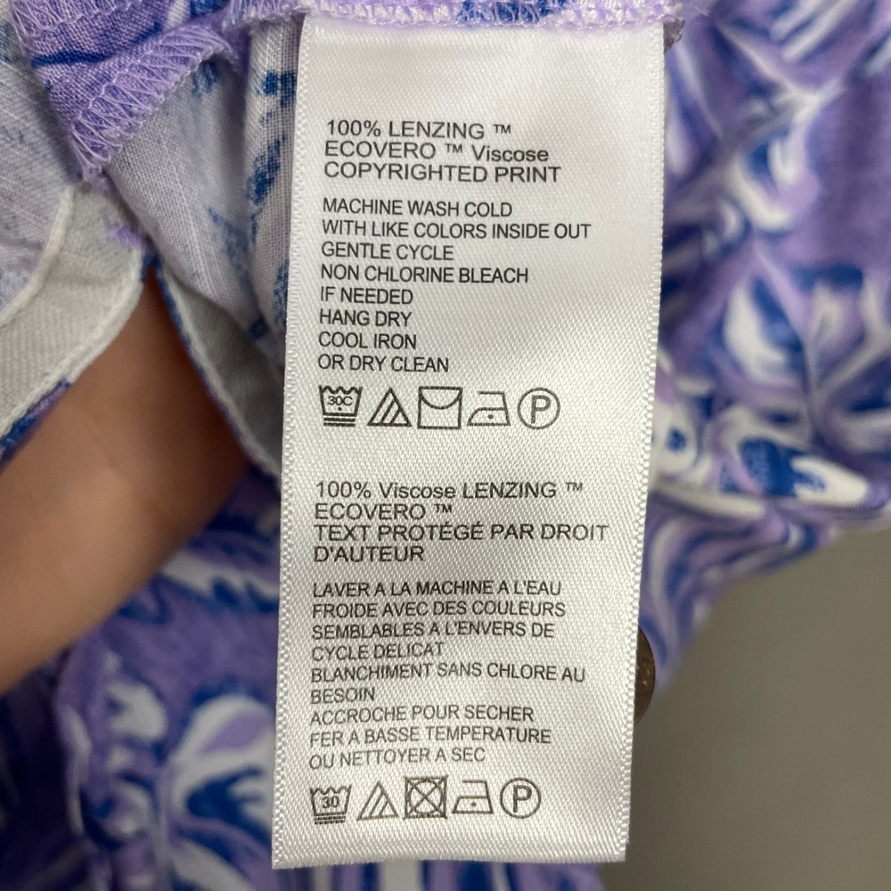 Tommy Bahama Shirt Men Large Purple Tropical Palm Leaf Print Viscose Button-Up - Picture 9 of 11